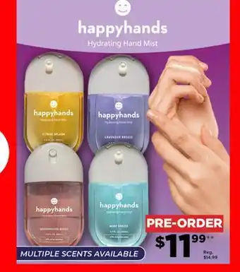 Showcase HappyHands Hydrating Rinse-Free Hand Mist offer