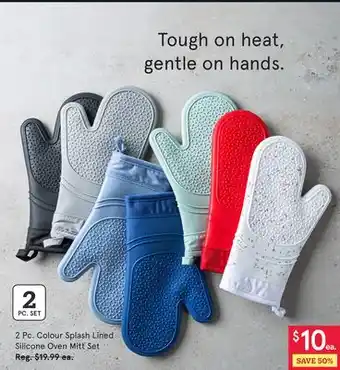 Kitchen Stuff Plus 2 Pc. Colour Splash Lined Silicone Oven Mitt Set offer