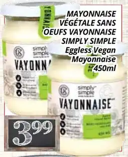 Supermarché PA MAYONNAISE VÉGÉTALE SANS OEUFS VAYONNAISE SIMPLY SIMPLE | Eggless Vegan Mayonnaise offer