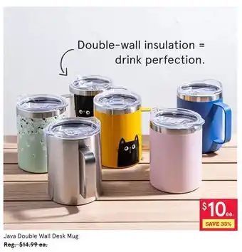 Kitchen Stuff Plus Java Double Wall Desk Mug offer