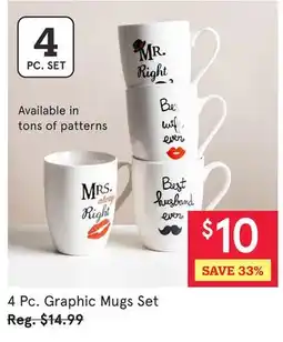 Kitchen Stuff Plus 4 Pc. Graphic Mugs Set offer