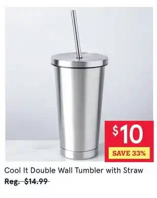 Kitchen Stuff Plus Cool It Double Wall Tumbler with Straw offer