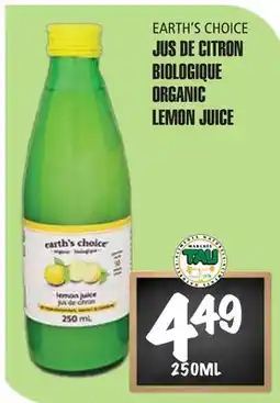 Marches Tau JUS DE CITRON BIOLOGIQUE EARTH'S CHOICE offer