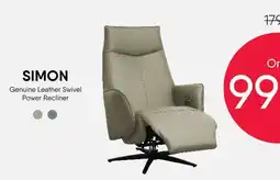 Meubles RD SIMON Genuine Leather Swivel Power Recliner offer