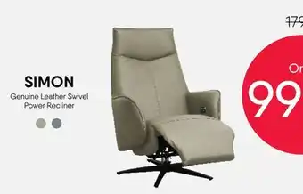 Meubles RD SIMON Genuine Leather Swivel Power Recliner offer