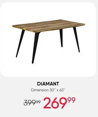 Meubles RD Diamant - Rectangular Dining Table 63 offer