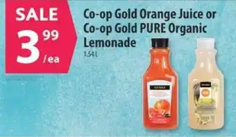 Co-op Co-op Gold Orange Juice or Co-op Gold PURE Organic Lemonade offer