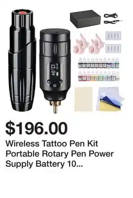 Newegg Wireless Tattoo Pen Kit Portable Rotary Pen Power Supply Battery 10 Needles Ink offer