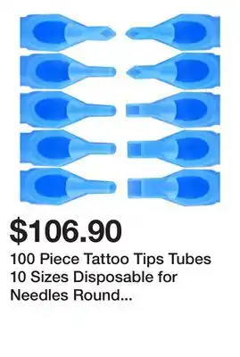 Newegg 100 Piece Tattoo Tips Tubes 10 Sizes Disposable for Needles Round Diamond Flat offer