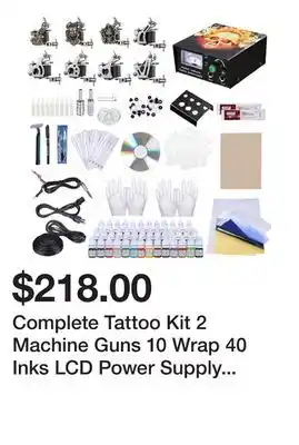 Newegg Complete Tattoo Kit 2 Machine Guns 10 Wrap 40 Inks LCD Power Supply Equipment Set with Carrying Case offer