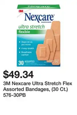 Newegg 3M Nexcare Ultra Stretch Flex Assorted Bandages, (30 Ct.) 576-30PB offer