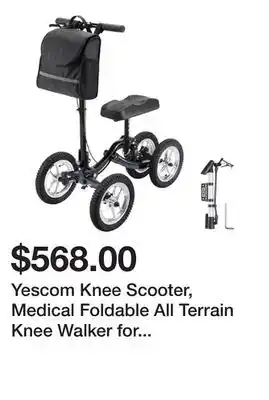 Newegg Yescom Knee Scooter, Medical Foldable All Terrain Knee Walker for Adults for Foot Surgery, Black offer