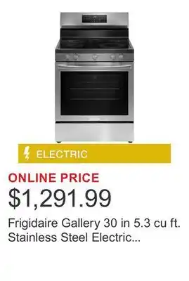 Costco Frigidaire Gallery 30 in 5.3 cu ft. Stainless Steel Electric 5-Burner Range with Total Convection offer