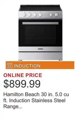 Costco Hamilton Beach 30 in. 5.0 cu ft. Induction Stainless Steel Range with Convection and Air Fry offer