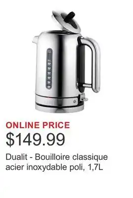 Costco Dualit - Bouilloire classique acier inoxydable poli, 1,7L offer