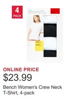 Costco Bench Women's Crew Neck T-Shirt, 4-pack offer