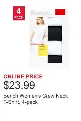 Costco Bench Women's Crew Neck T-Shirt, 4-pack offer