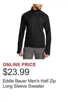 Costco Eddie Bauer Men's Half Zip Long Sleeve Sweater offer