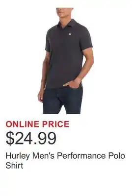 Costco Hurley Men's Performance Polo Shirt offer