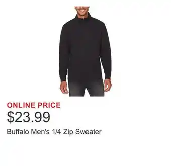 Costco Buffalo Men's 1/4 Zip Sweater offer