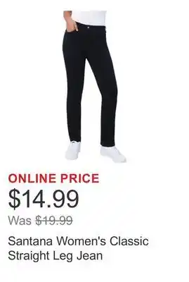 Costco Santana Women's Classic Straight Leg Jean offer