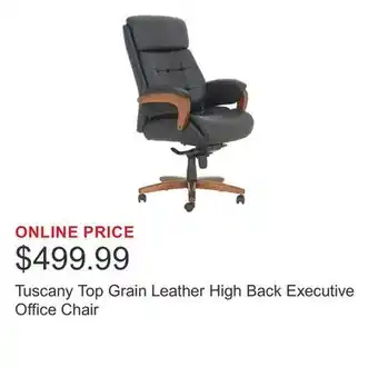 Costco Tuscany Top Grain Leather High Back Executive Office Chair offer