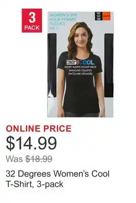 Costco 32 Degrees Women's Cool T-Shirt, 3-pack offer