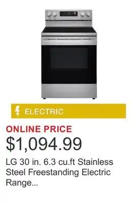 Costco LG 30 in. 6.3 cu.ft Stainless Steel Freestanding Electric Range with Fan Convection and Air Fry offer