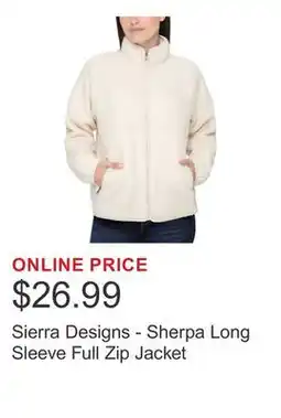 Costco Sierra Designs - Sherpa Long Sleeve Full Zip Jacket offer