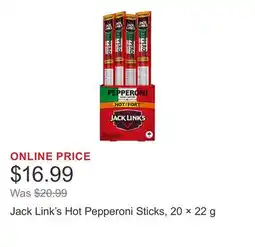 Costco Jack Link's Hot Pepperoni Sticks, 20 × 22 g offer