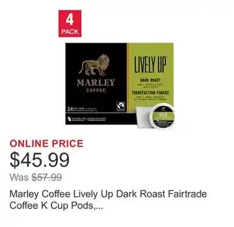 Costco Marley Coffee Lively Up Dark Roast Fairtrade Coffee K Cup Pods, 96-count offer