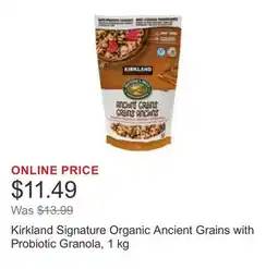 Costco Kirkland Signature Organic Ancient Grains with Probiotic Granola, 1 kg offer