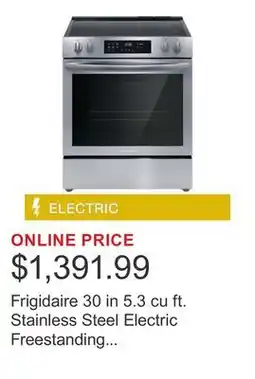 Costco Frigidaire 30 in 5.3 cu ft. Stainless Steel Electric Freestanding Range with Convection Bake offer