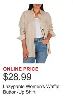 Costco Lazypants Women's Waffle Button-Up Shirt offer