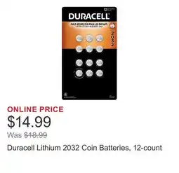 Costco Duracell Lithium 2032 Coin Batteries, 12-count offer