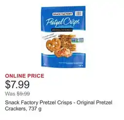 Costco Snack Factory Pretzel Crisps - Original Pretzel Crackers, 737 g offer