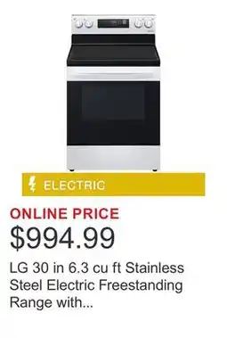 Costco LG 30 in 6.3 cu ft Stainless Steel Electric Freestanding Range with EasyClean Technology offer