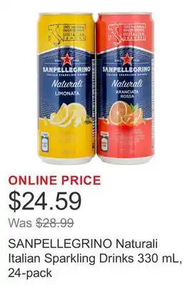 Costco SANPELLEGRINO Naturali Italian Sparkling Drinks 330 mL, 24-pack offer