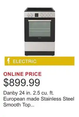 Costco Danby 24 in. 2.5 cu. ft. European made Stainless Steel Smooth Top Convection Range offer