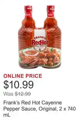 Costco Frank's Red Hot Cayenne Pepper Sauce, Original, 2 x 740 mL offer