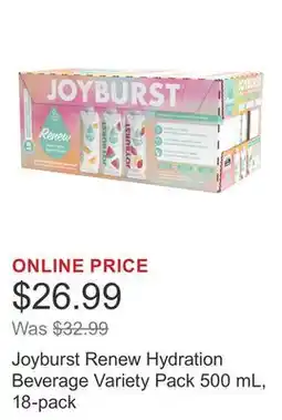 Costco Joyburst Renew Hydration Beverage Variety Pack 500 mL, 18-pack offer