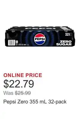 Costco Pepsi Zero 355 mL 32-pack offer