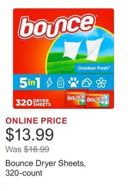 Costco Bounce Dryer Sheets, 320-count offer