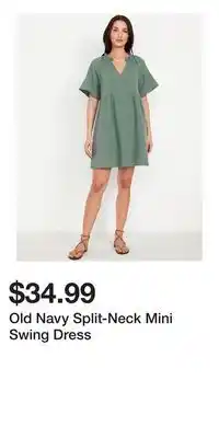 Old Navy Old Navy Split-Neck Mini Swing Dress offer