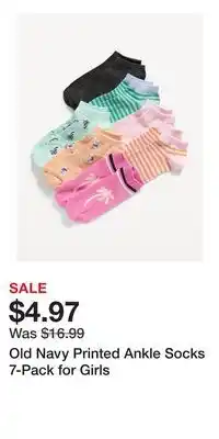 Old Navy Old Navy Printed Ankle Socks 7-Pack for Girls offer