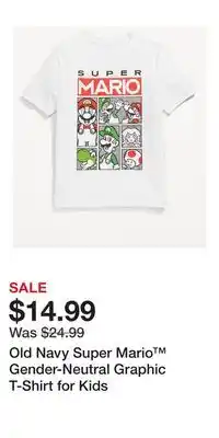 Old Navy Old Navy Super Mario Gender-Neutral Graphic T-Shirt for Kids offer