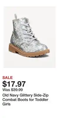 Old Navy Old Navy Glittery Side-Zip Combat Boots for Toddler Girls offer