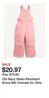 Old Navy Old Navy Water-Resistant Snow-Bib Overalls for Girls offer