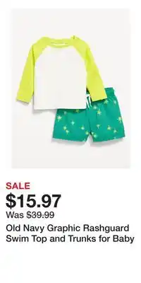 Old Navy Old Navy Graphic Rashguard Swim Top and Trunks for Baby offer