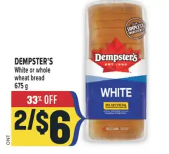 Marché Adonis DEMPSTER'S White or whole wheat bread offer